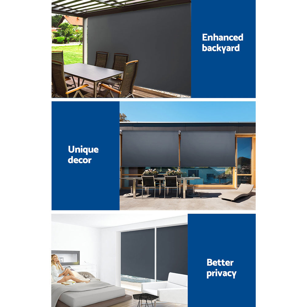 Awnings: Instahut 2.7X2.5M Outdoor Blinds Awning Roll Down Canopy Retractable Outdoor Blinds Window Shade Grey