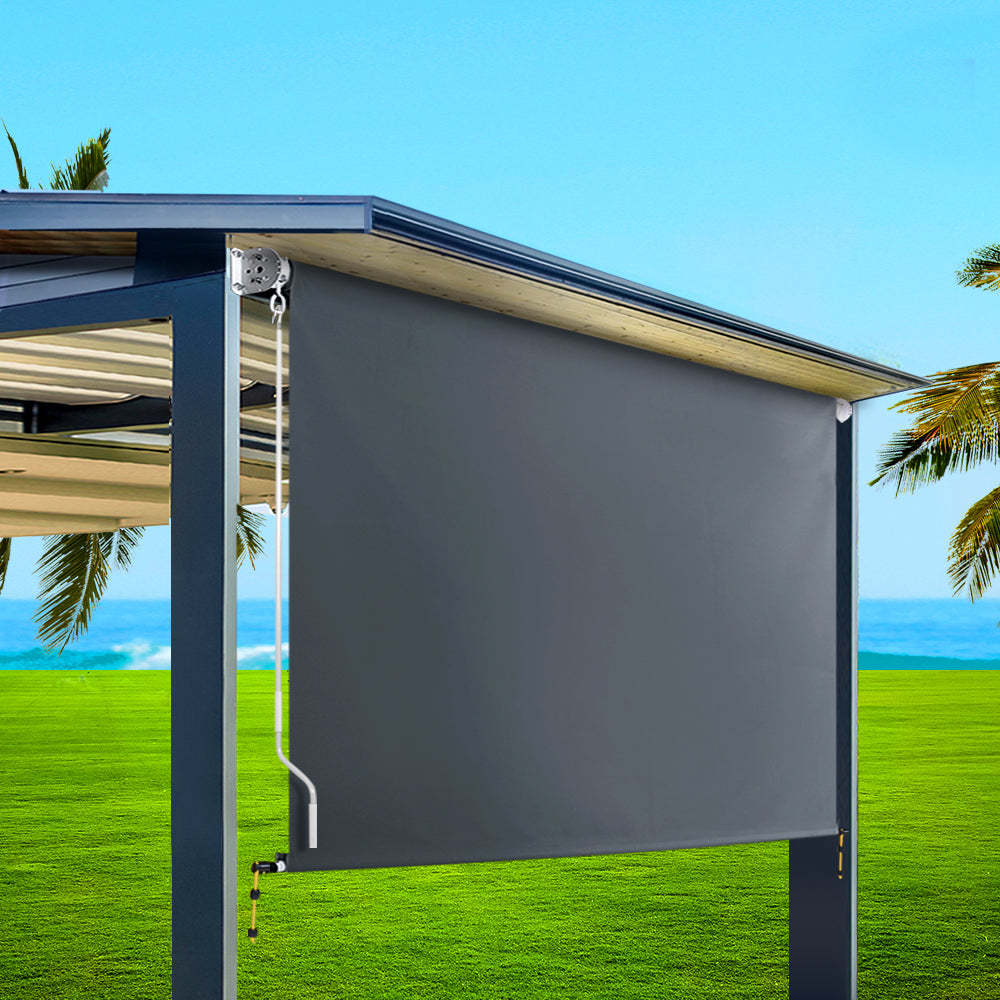 Awnings: Instahut 3X2.5M Outdoor Blinds Awning Roll Down Canopy Retractable Outdoor Blinds Window Shade Grey