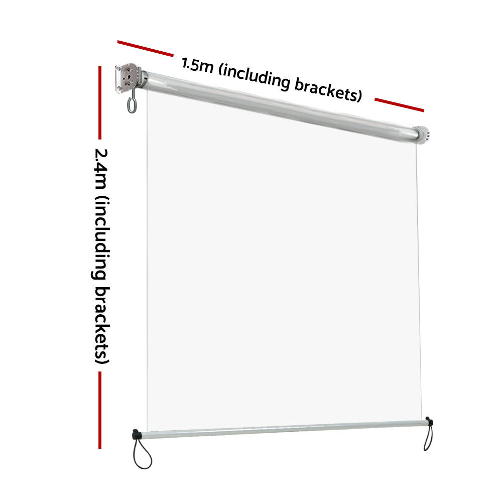 Awnings: Instahut 1.5X2.4M Outdoor Blinds Clear Roll Down Awning Retractable Outdoor Blinds Water Wind Proof Transparent