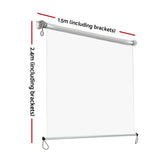 Instahut 1.5X2.4M Outdoor Blinds Clear Roll Down Awning Retractable Outdoor Blinds Water Wind Proof Transparent