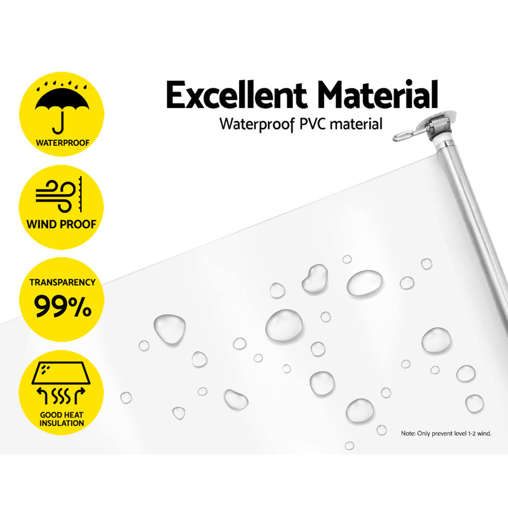 Awnings: Instahut 1.5X2.4M Outdoor Blinds Clear Roll Down Awning Retractable Outdoor Blinds Water Wind Proof Transparent