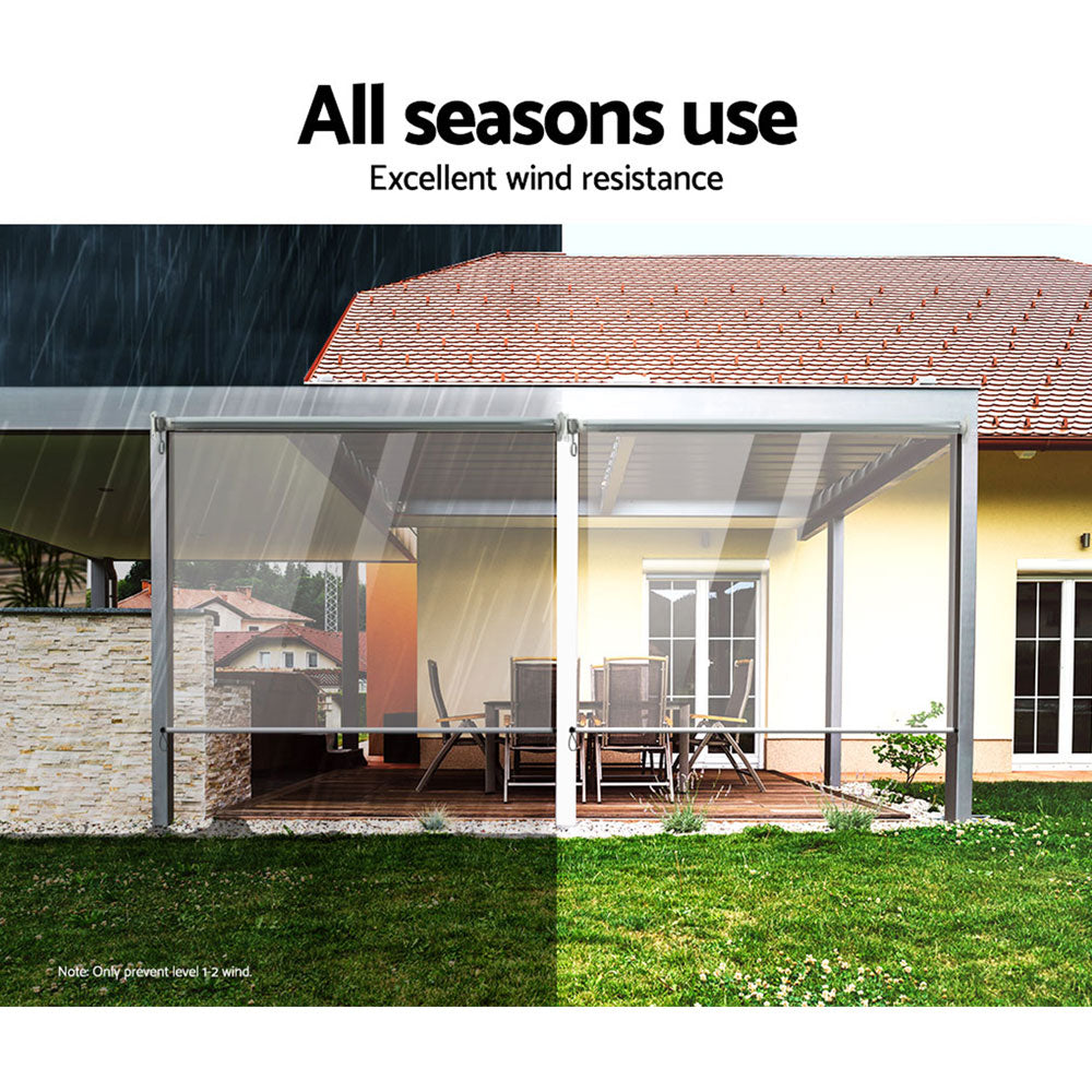 Awnings: Instahut 1.5X2.4M Outdoor Blinds Clear Roll Down Awning Retractable Outdoor Blinds Water Wind Proof Transparent