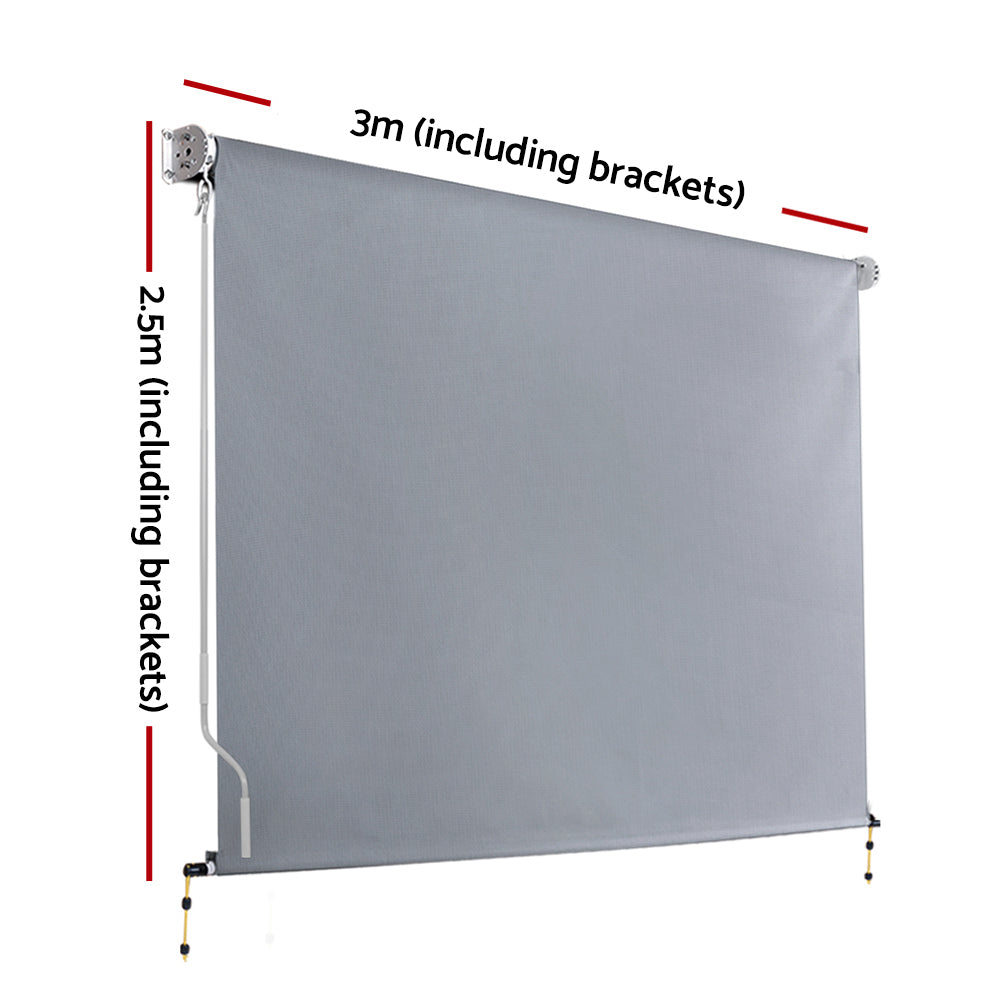 Awnings: Instahut 3X2.5M Outdoor Blinds Awning Roll Down Screen Fabric Blinds Outdoor Window Shade Grey