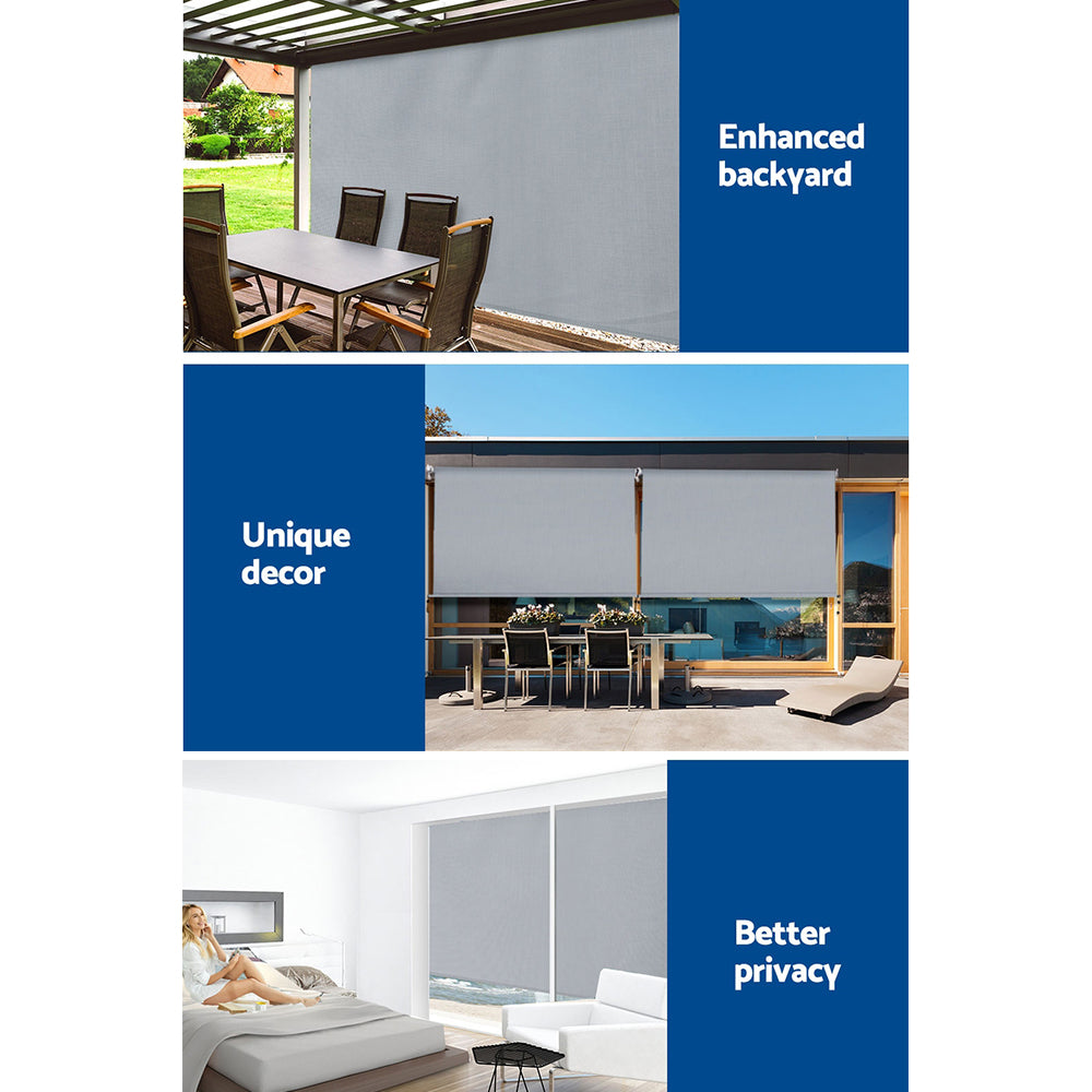Awnings: Instahut 3X2.5M Outdoor Blinds Awning Roll Down Screen Fabric Blinds Outdoor Window Shade Grey