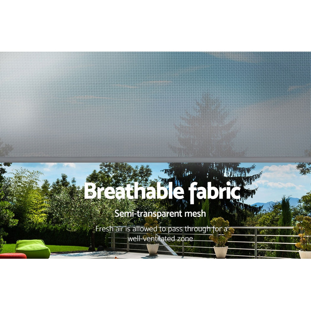 Awnings: Instahut 3X2.5M Outdoor Blinds Awning Roll Down Screen Fabric Blinds Outdoor Window Shade Grey