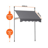 Awnings: Instahut Window Fixed Pivot Arm Awning Outdoor Door Canopy 2X1.8M Grey