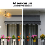 Awnings: Instahut Window Fixed Pivot Arm Awning Outdoor Door Canopy 2X1.8M Grey