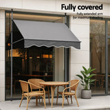 Awnings: Instahut Window Fixed Pivot Arm Awning Outdoor Door Canopy 2X1.8M Grey