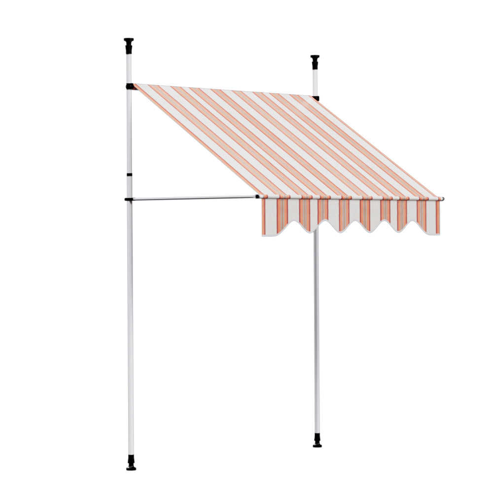 Awnings: Instahut Window Fixed Pivot Arm Awning Outdoor Door Canopy 2X1.8M Beige/Brown