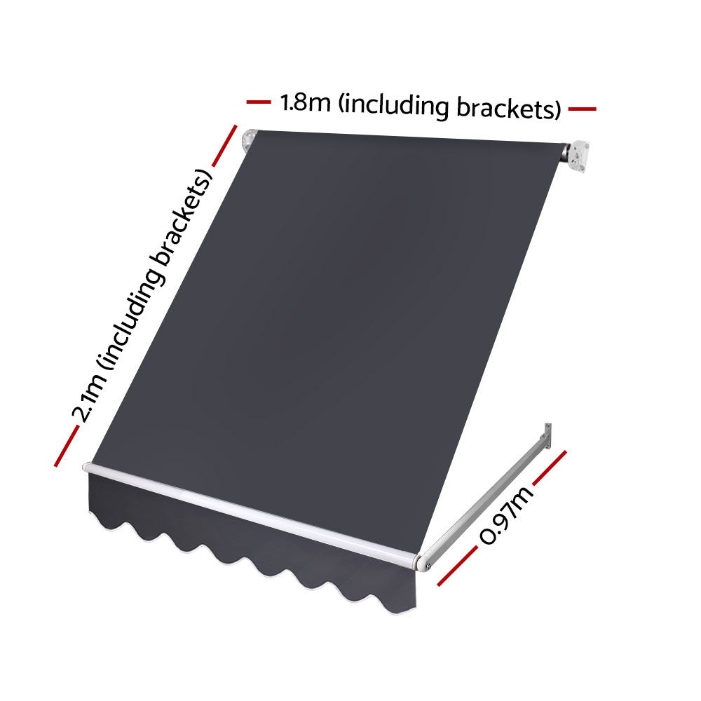Awnings: Instahut Window Fixed Pivot Arm Awning Outdoor Blinds Retractable Canopy1.8X2.1M