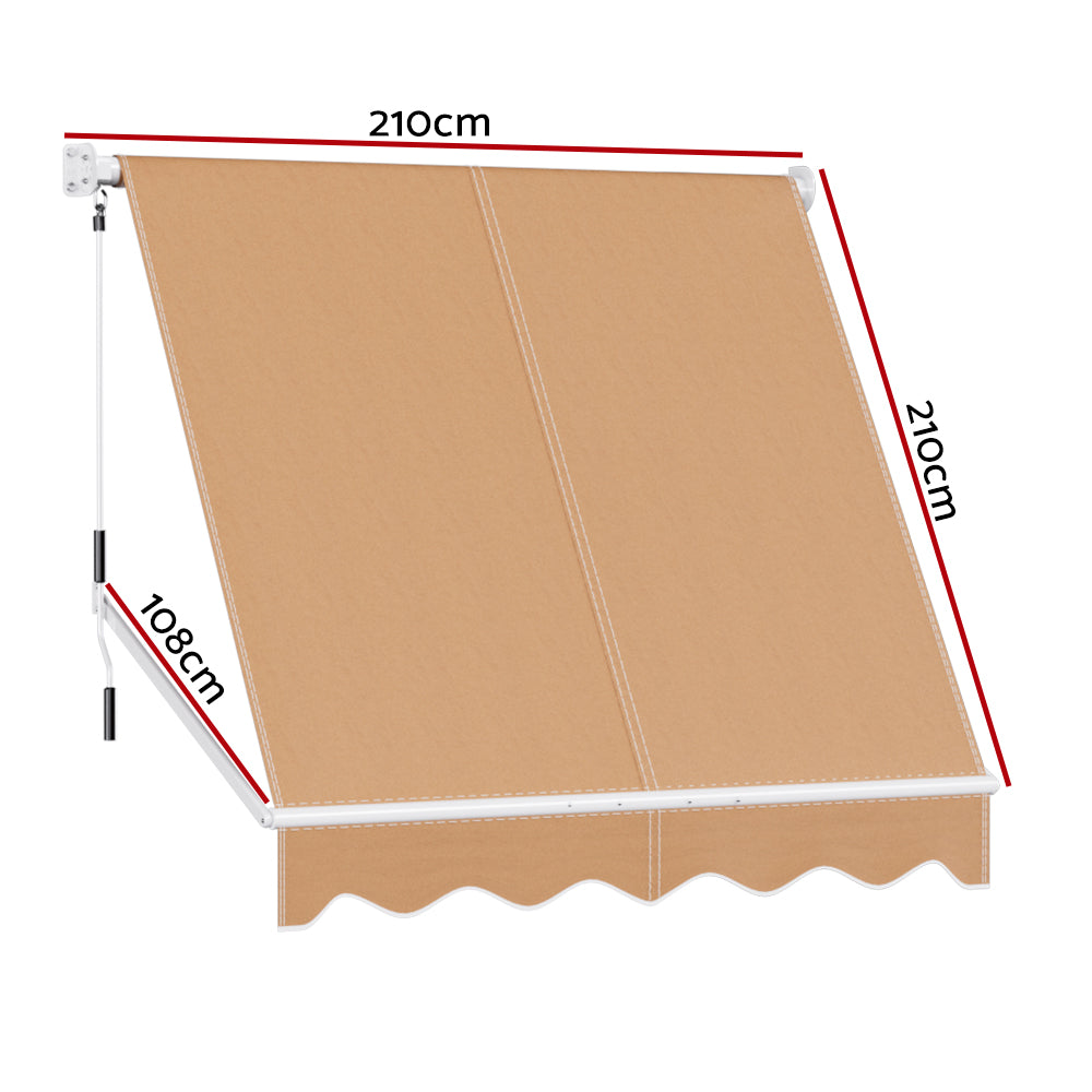 Awnings: Instahut Window Fixed Pivot Arm Awning Outdoor Retractable Canopy 2.1X2.1M Beige