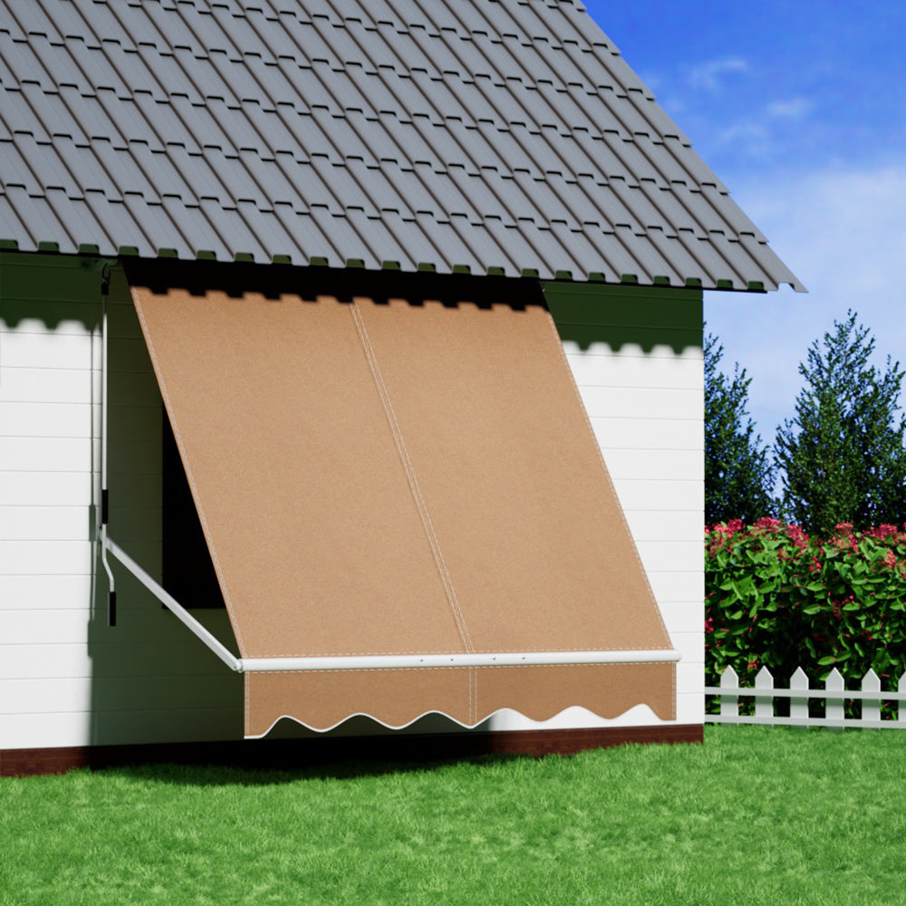 Awnings: Instahut Window Fixed Pivot Arm Awning Outdoor Retractable Canopy 2.1X2.1M Beige