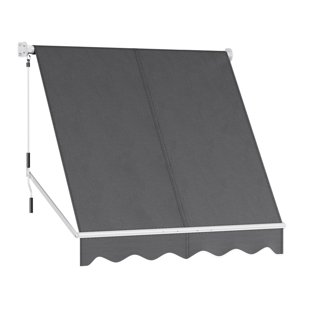 Awnings: Instahut Retractable Fixed Pivot Arm Window Awning Outdoor Blinds 2.1X2.1M Grey