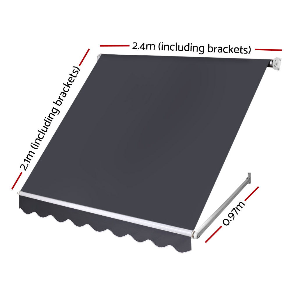 Awnings: Instahut Window Fixed Pivot Arm Awning Outdoor Blinds Retractable Patio 2.4X2.1M