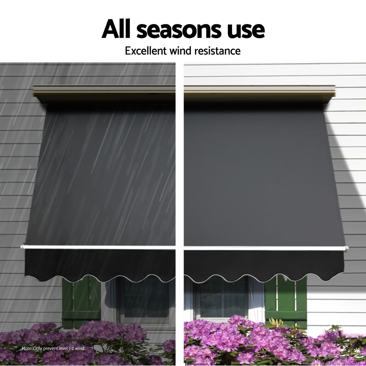 Instahut Motorised Pivot Arm Awning Window Sun Shade 2.8 X 2.1M Grey