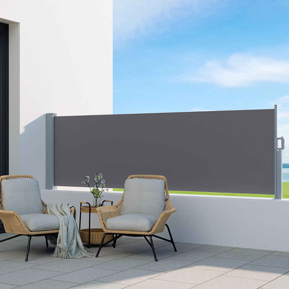 Awnings: Instahut Side Awning Sun Shade Outdoor Blinds Retractable Screen 1X3M Grey