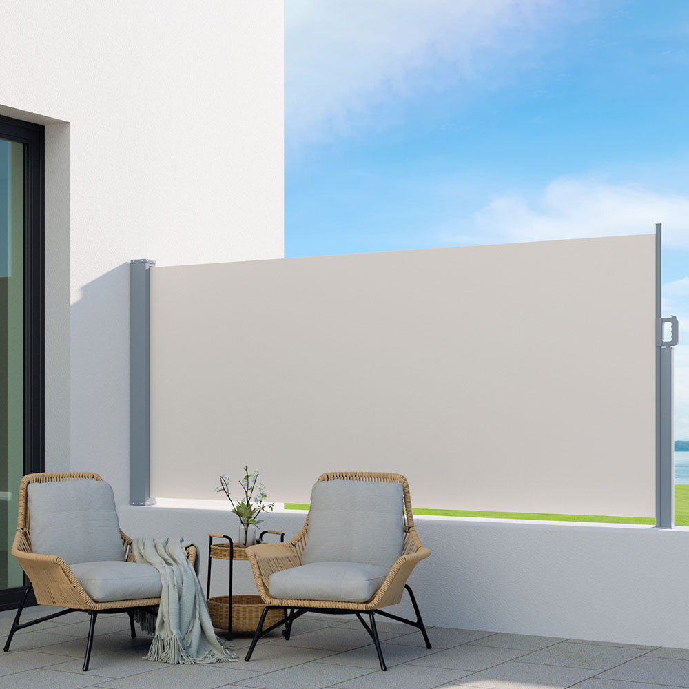 Awnings: Instahut Side Awning Sun Shade Outdoor Blinds Retractable Screen 1.4X3M Cream