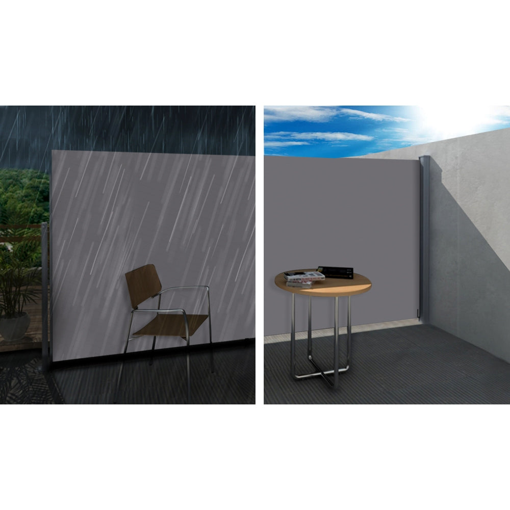 Awnings: Instahut Side Awning Sun Shade Outdoor Blinds Retractable Screen 1.4X3M GR