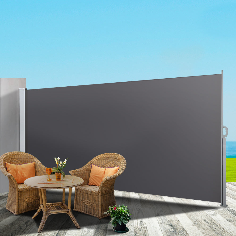 Awnings: Instahut Side Awning Sun Shade Outdoor Blinds Retractable Screen 1.4X3M GR