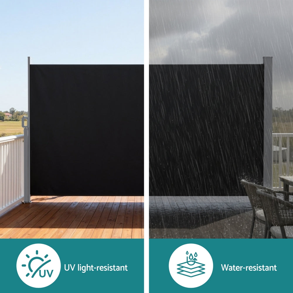 Awnings: Instahut Side Awning Sun Shade Outdoor Retractable Privacy Screen 1.8X3M Black
