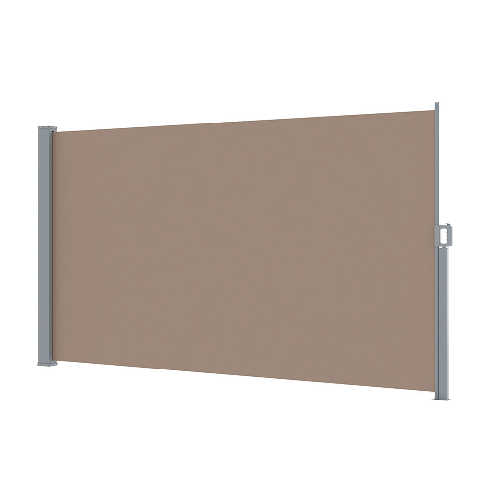 Awnings: Instahut Side Awning Sun Shade Outdoor Blinds Retractable Screen 1.8X3M Brown