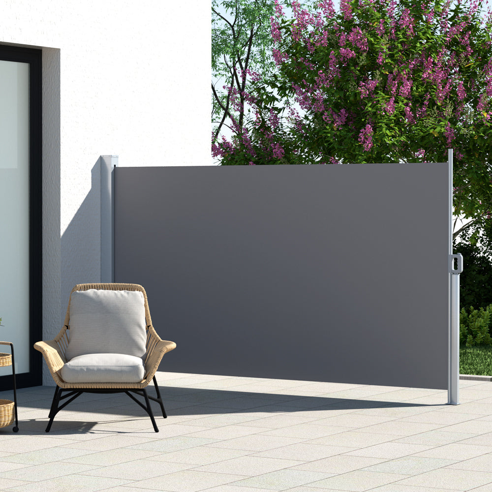 Awnings: Instahut Side Awning Sun Shade Outdoor Retractable Privacy Screen 1.8X3M Grey