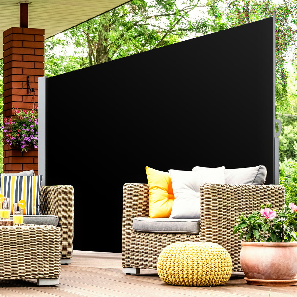Awnings: Instahut Side Awning Sun Shade Outdoor Retractable Privacy Screen 2X3M Black