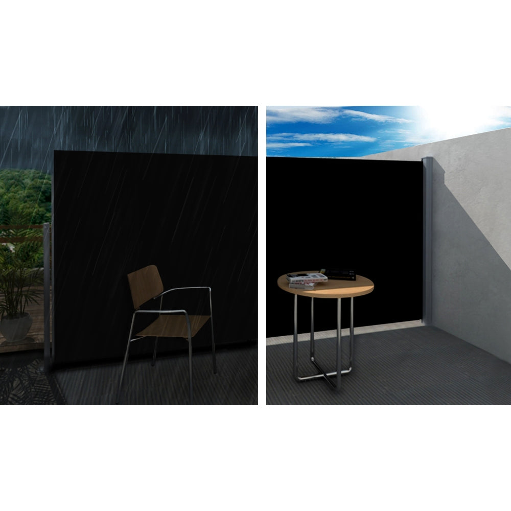 Awnings: Instahut Side Awning Sun Shade Outdoor Retractable Privacy Screen 2X3M Black X2