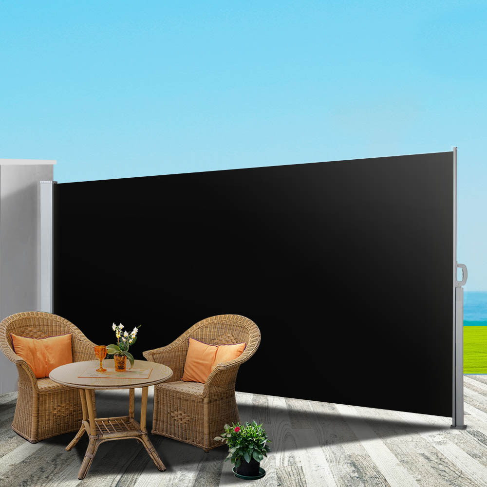 Awnings: Instahut Side Awning Sun Shade Outdoor Retractable Privacy Screen 2X3M Black X2