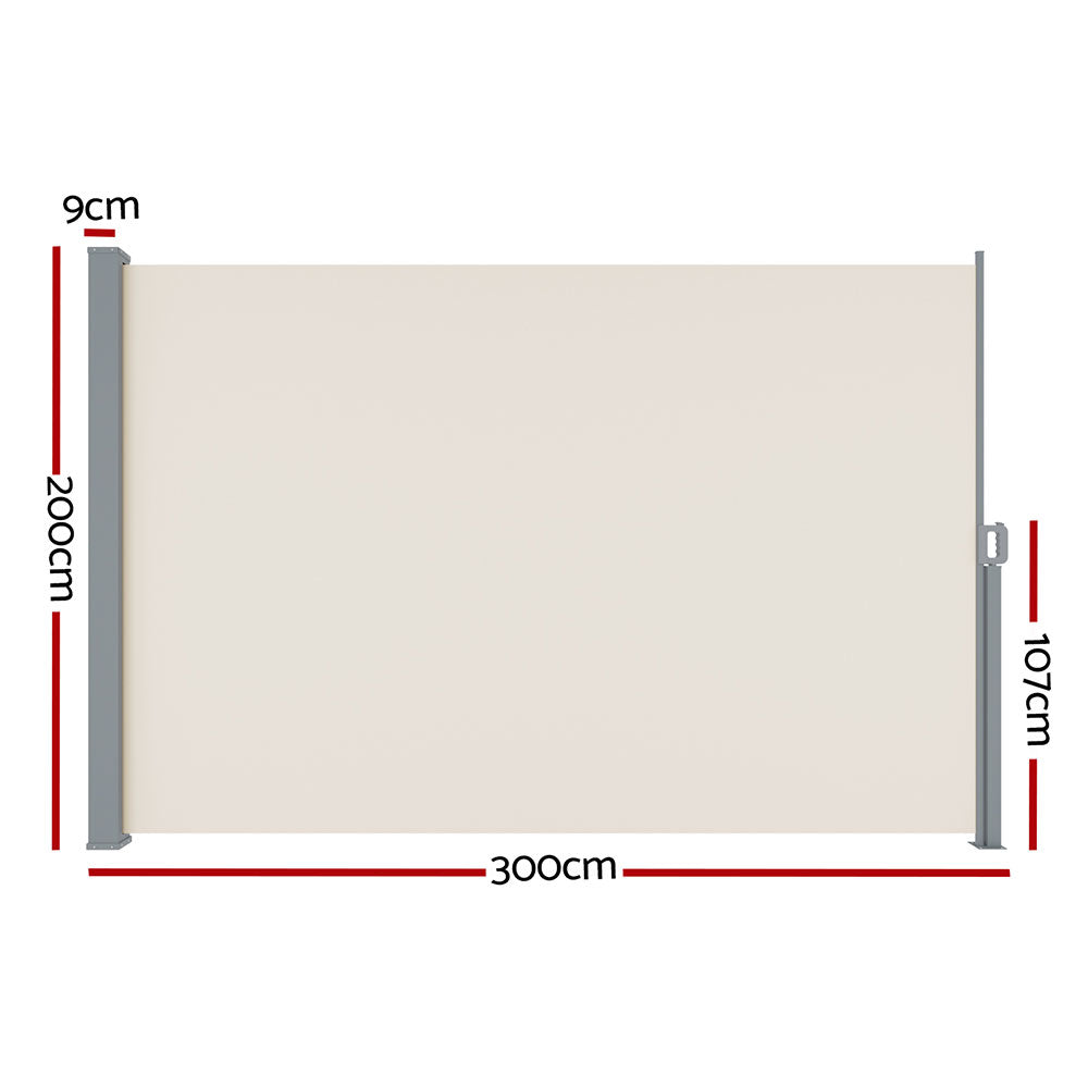 Awnings: Instahut Side Awning Sun Shade Outdoor Blinds Retractable Screen 2X3M Cream