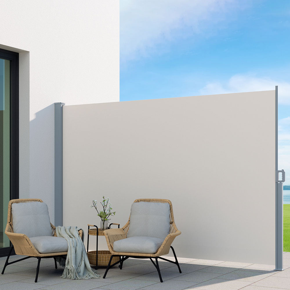 Awnings: Instahut Side Awning Sun Shade Outdoor Blinds Retractable Screen 2X3M Cream