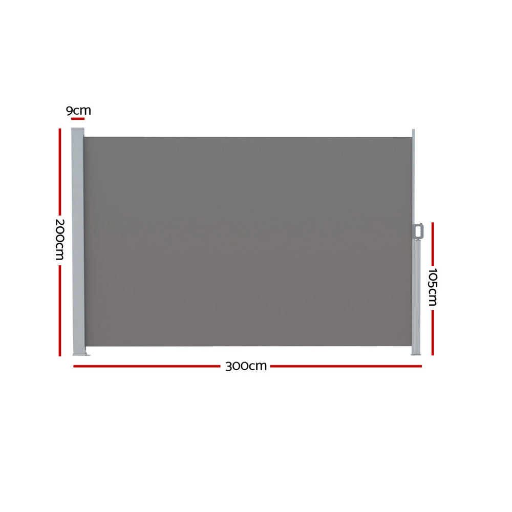 Awnings: Instahut Side Awning Sun Shade Outdoor Retractable Privacy Screen 2X3M Grey