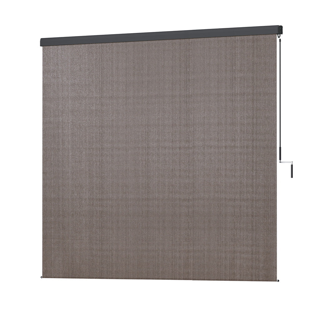 Awnings: Instahut 3X2.5M Outdoor Blinds Awning Roll Down Retractable Knit Fabric Outdoor Blinds Window Shade Brown