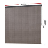 Awnings: Instahut 3X2.5M Outdoor Blinds Awning Roll Down Retractable Knit Fabric Outdoor Blinds Window Shade Brown