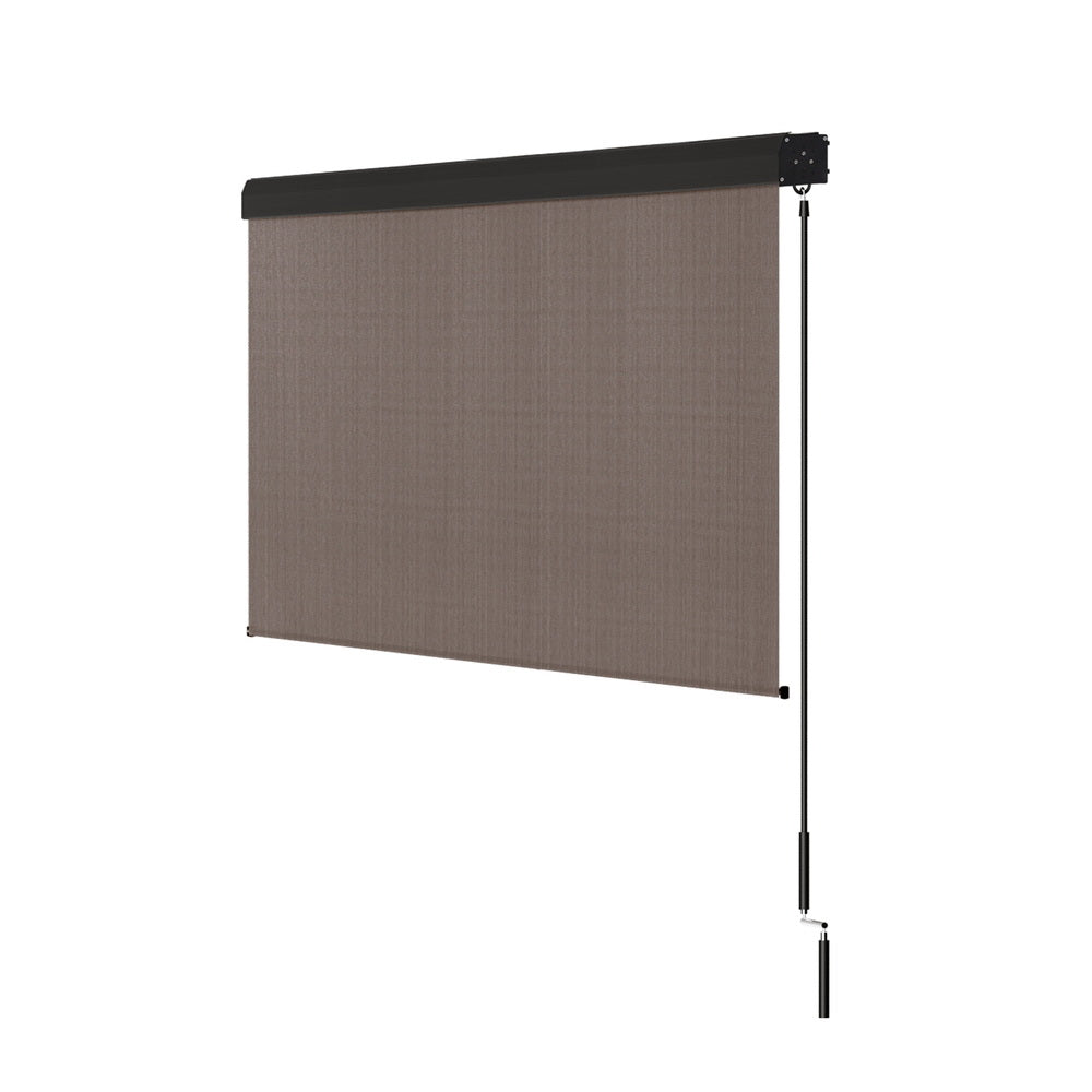 Awnings: Instahut 3X2.5M Outdoor Blinds Awning Roll Down Retractable Knit Fabric Outdoor Blinds Window Shade Brown