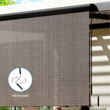 Awnings: Instahut 3X2.5M Outdoor Blinds Awning Roll Down Retractable Knit Fabric Outdoor Blinds Window Shade Brown