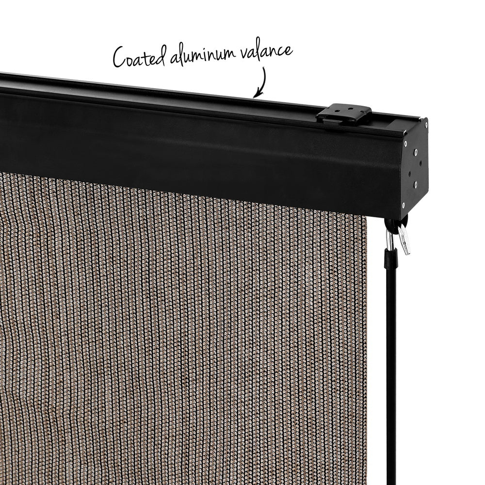 Awnings: Instahut 3X2.5M Outdoor Blinds Awning Roll Down Retractable Knit Fabric Outdoor Blinds Window Shade Brown