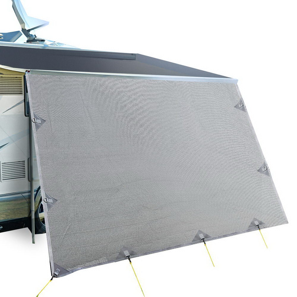 Caravan Accessories: Caravan Privacy Screen Roll Out Awning 4.3X1.95M End Wall Side Sun Shade Grey
