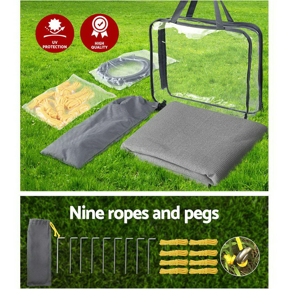 Caravan Accessories: Caravan Privacy Screen Roll Out Awning 4.3X1.95M End Wall Side Sun Shade Grey