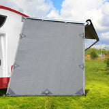 Elegant_Shop-Caravan Privacy Screen Roll Out Awning 1.95 x 2.2M Sun Shade End Wall Side Grey