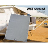 Elegant_Shop-Caravan Privacy Screen Roll Out Awning 2.1x1.8M Sun Shade Pop Top End Wall Grey
