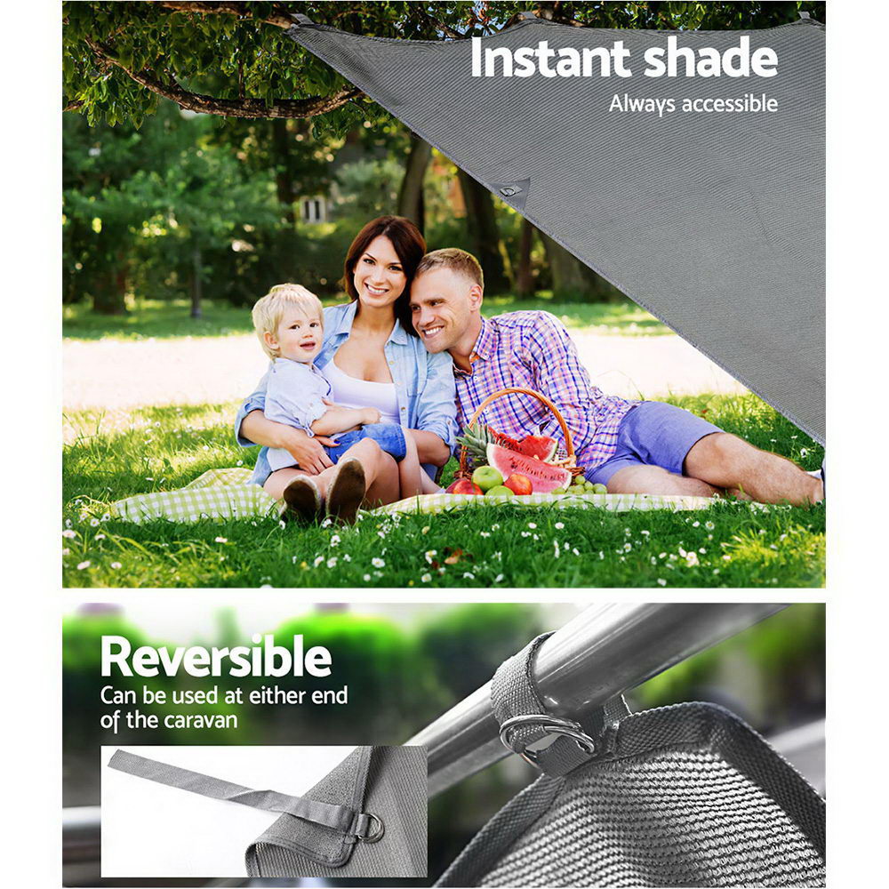 Caravan Accessories: Caravan Privacy Screen Roll Out Awning 2.1x1.8M Sun Shade Pop Top End Wall Grey