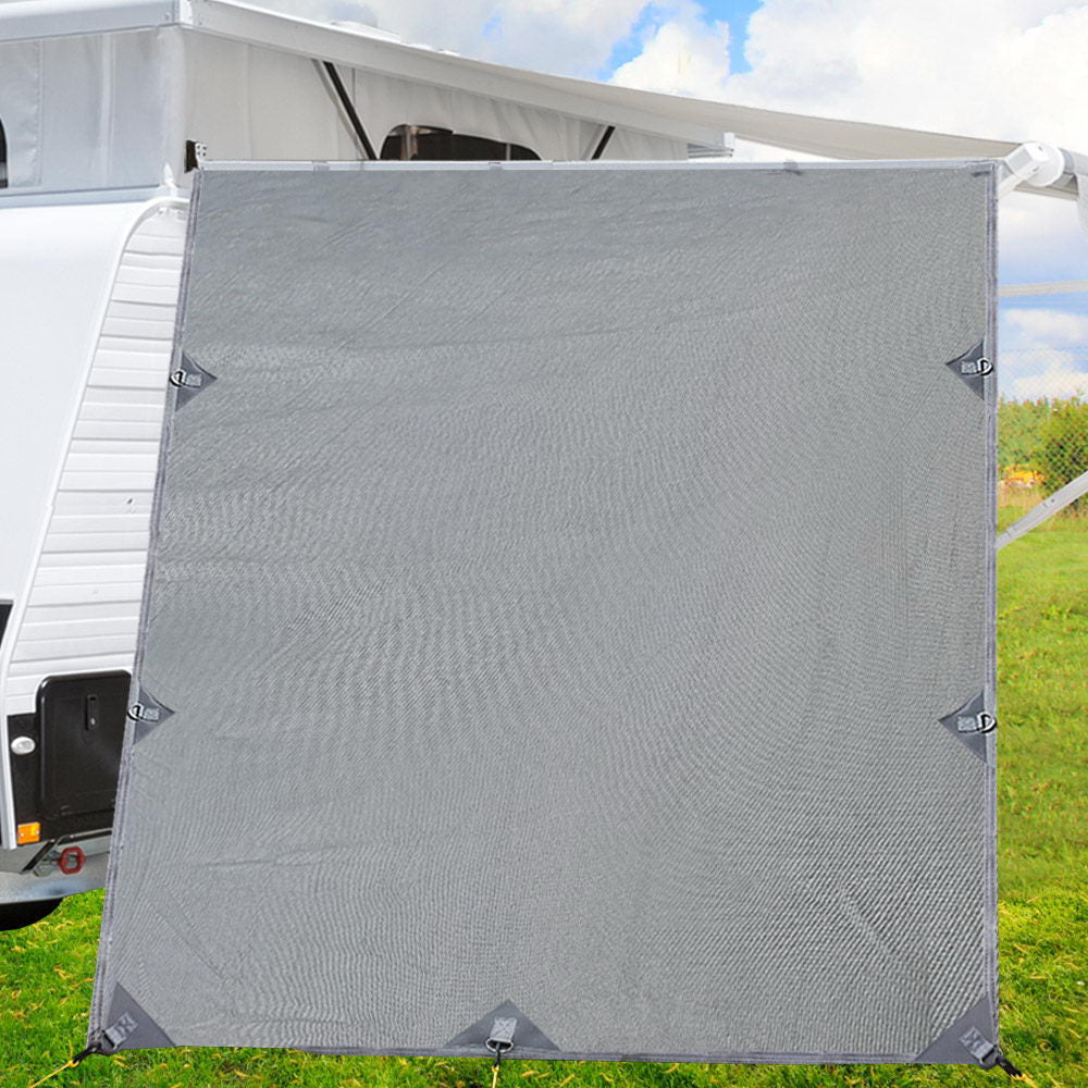 Caravan Accessories: Caravan Privacy Screen Roll Out Awning 2.1x1.8M Sun Shade Pop Top End Wall Grey