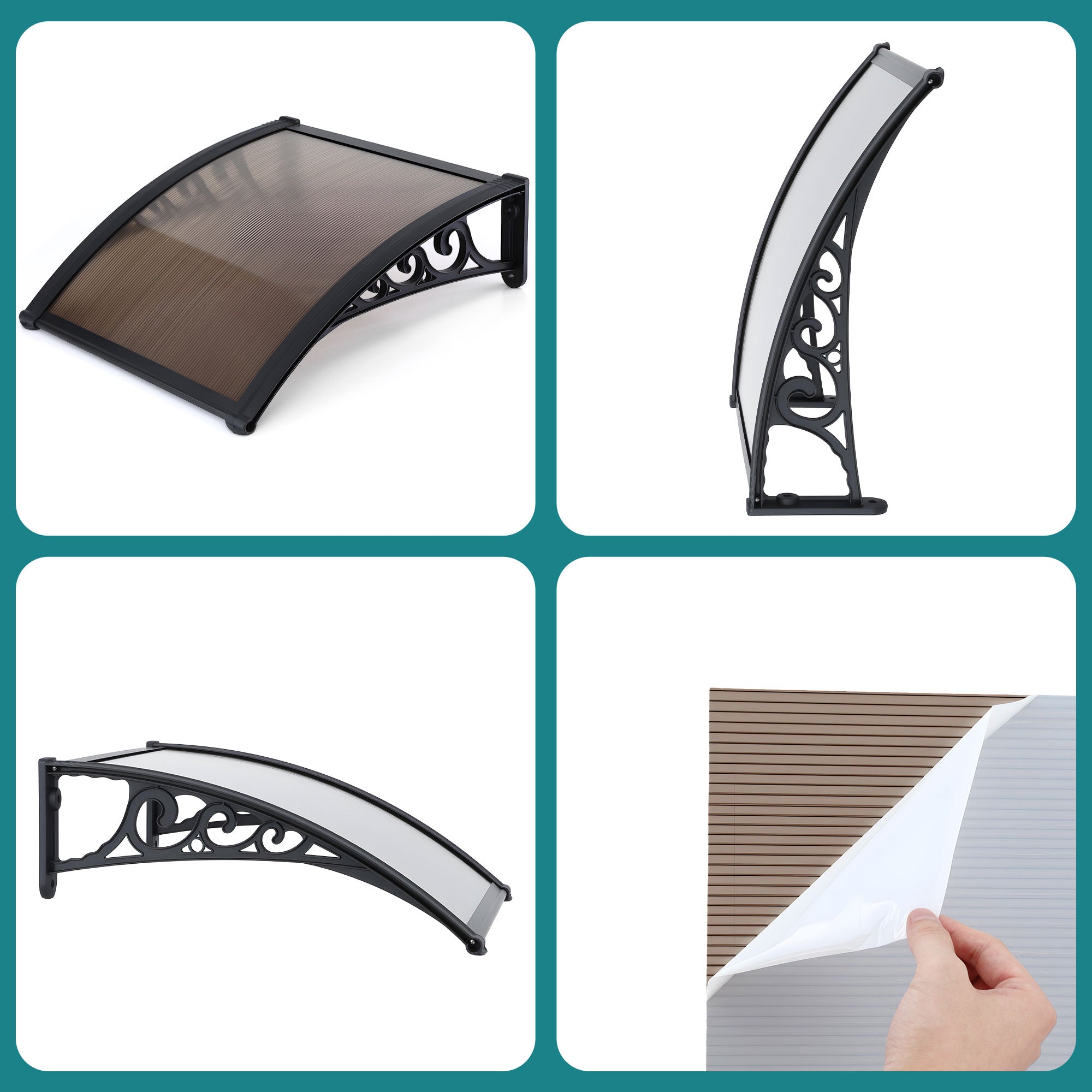 Awnings: Instahut Window Awning Drainage 0.6mx0.6m Outdoor Brown