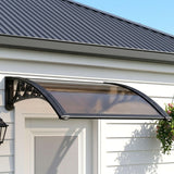 Awnings: Instahut Window Awning Drainage 0.6mx0.6m Outdoor Brown