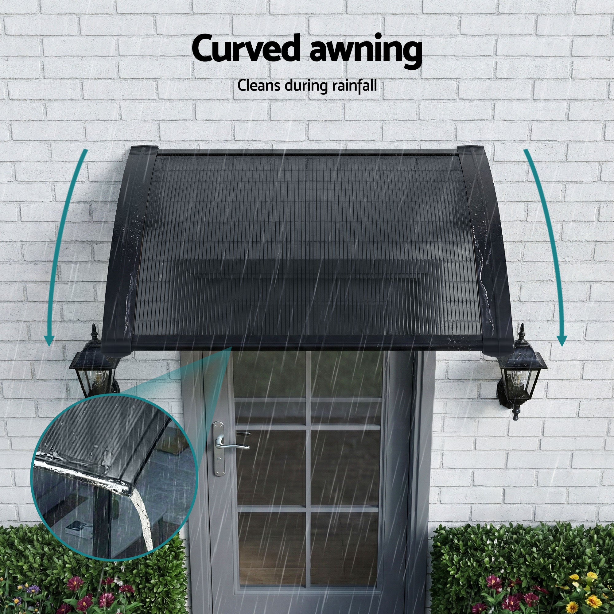 Awnings: Instahut Window Awning Drainage 0.6mx0.6m Outdoor Grey