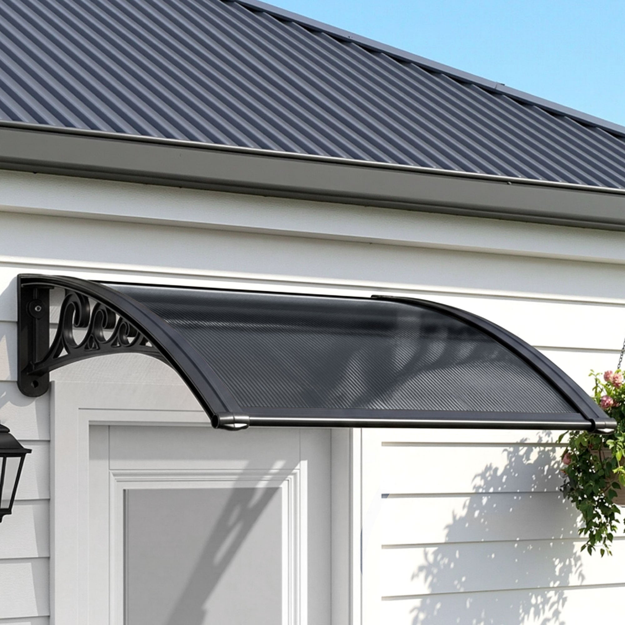 Awnings: Instahut Window Awning Drainage 0.6mx0.6m Outdoor Grey