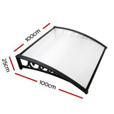 Instahut Window Door Awning 1mx1m Transparent Hollow Sheet Plastic Frame