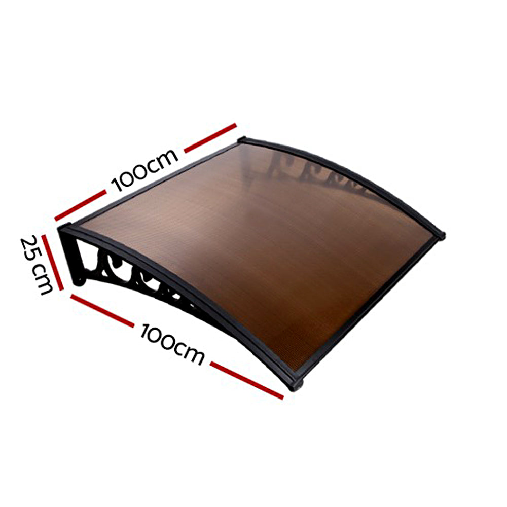 Awnings: Instahut Window Door Awning 1mx1m Brown