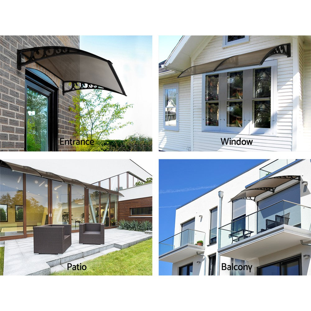 Awnings: Instahut Window Door Awning 1mx1m Brown